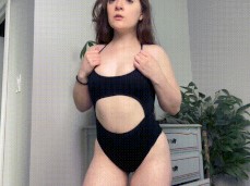 Renee Winters Tries On  Swimsuit gif