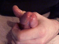 Mushroom-Headed Cock Throbs and Swells Up Close After Cumming gif