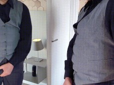 beefy Brazilian Yurigaucho kneading his big bulge 0050-1 3 eye contact gif