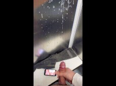 Cum Explosion in Public Pool Changing Room gif