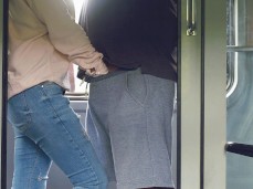 watch her grab his dick in a train gif