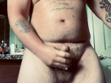 Chubby Muscle bull jerking off gif