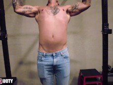 smooth beefy muscle hunk doing pull-ups in the gym 0156 2 gif