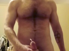 baldheaded, bearded, hairychested, uncut Makmurphy cums on  03151 6 gif