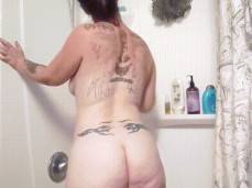 Hot ass Curvy milf in the shower. gif