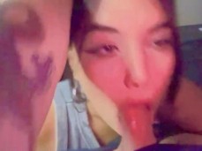 Latina Girl eating big monster Cock gif